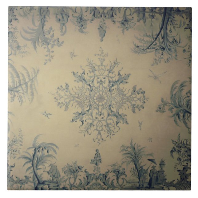 Azulejo Escena pintoresca del Repro Delft Tile Chinoiserie (Frente)
