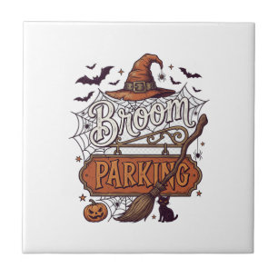 Azulejo Escoba aparcamiento bruja Halloween sombrero palo 