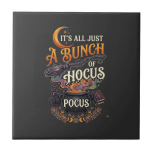 Azulejo Escoba de Bruja Hocus Pocus Gato Negro Caldero Mág