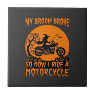 Azulejo Escoba Rompió Bruja De Halloween Motocicleta Murci