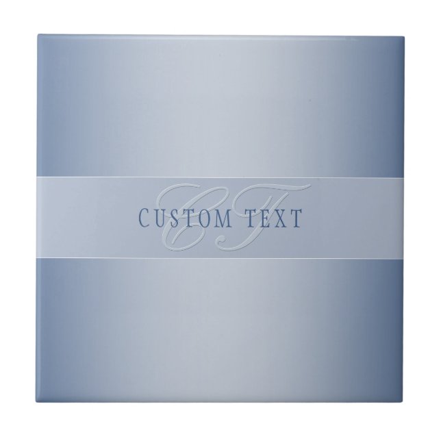 Azulejo Escritura Elegante Editable En Monograma | Azul (Frente)