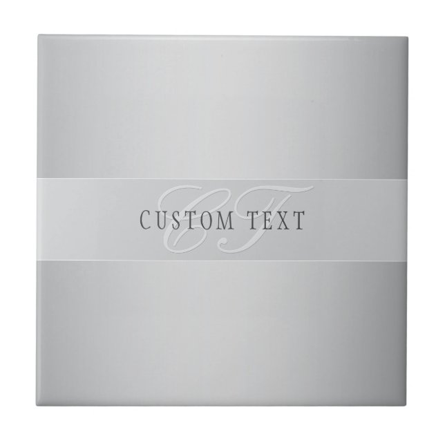 Azulejo Escritura Elegante Editable En Monograma | Gris (Frente)