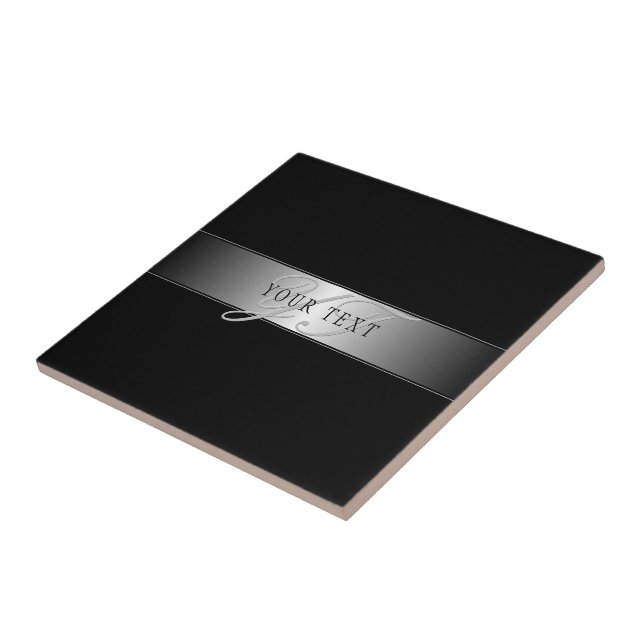 Azulejo Escritura Elegante Editable En Monograma | Negra (Lado)