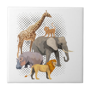 Azulejo Escuadrón Safari Africano Animales Graciosos Zooló