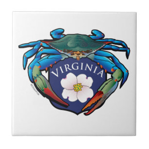 Azulejo Escudo Blue Crab Virginia Dogwood