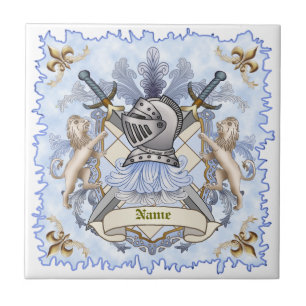 Azulejo Escudo de Armas de la Familia Blue Knight Apellido