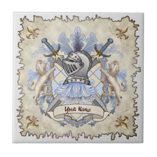Azulejo Escudo de Armas de la Familia Caballero Azul Apell