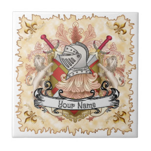 Azulejo Escudo de Armas de la Familia Caballero Rojo Apell
