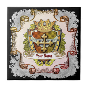 Azulejo Escudo de Armas de la Familia Cross Apellido 