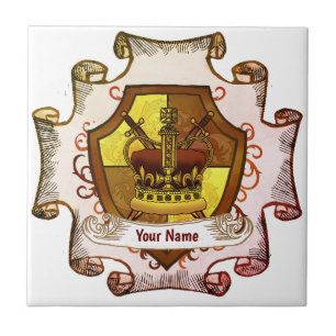 Azulejo Escudo de Armas de la Familia Crown Apellido