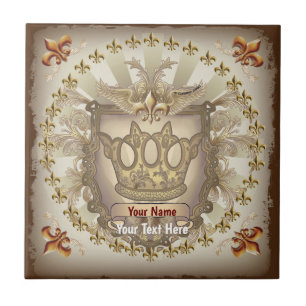 Azulejo Escudo de Armas de la Familia Crown Shield Apellid