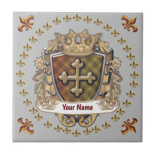 Azulejo Escudo de Armas de la Familia Crown Shield Apellid