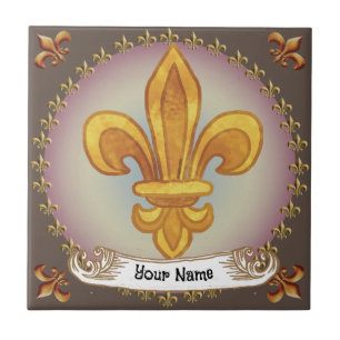 Azulejo Escudo de Armas de la Familia Fleur De Lis Apellid