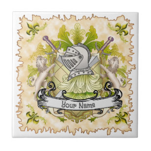 Azulejo Escudo de Armas de la Familia Green Knight Apellid