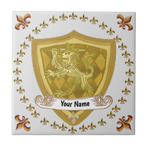 Azulejo Escudo de Armas de la Familia León Apellido  
