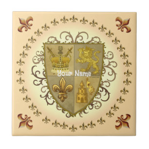 Azulejo Escudo de Armas de la Familia León Apellido