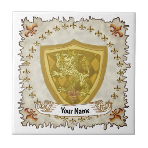 Azulejo Escudo de Armas de la Familia León Apellido 