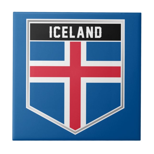 Azulejo Escudo de bandera de Islandia (Frente)