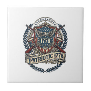Azulejo Escudo de batalla patriótico 1776 Símbolo inspirad