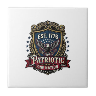Azulejo Escudo de batalla patriótico 1776 Símbolo inspirad