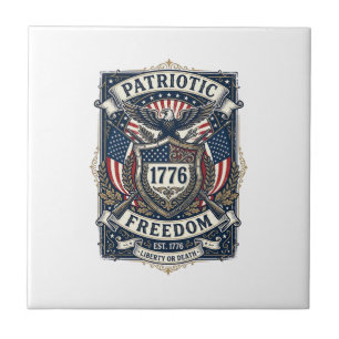 Azulejo Escudo de batalla patriótico 1776 Símbolo inspirad