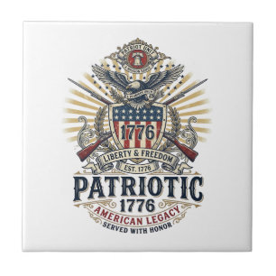 Azulejo Escudo de batalla patriótico 1776 Símbolo inspirad