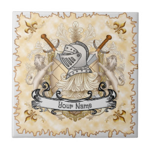 Azulejo Escudo de caballero sepia apellido