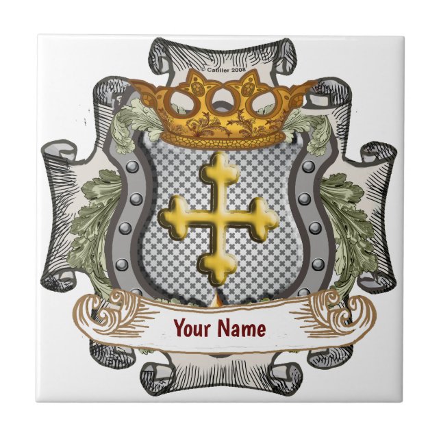 Azulejo Escudo de Corona Real Apellido  (Frente)
