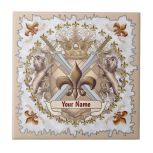 Azulejo Escudo de Grifo de León Apellido 