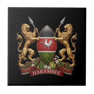 Azulejo Escudo de Kenia símbolo emblema bandera país león