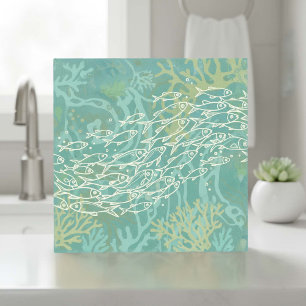 Azulejo Escuela de Peces en Coral Verde Teal ID1198