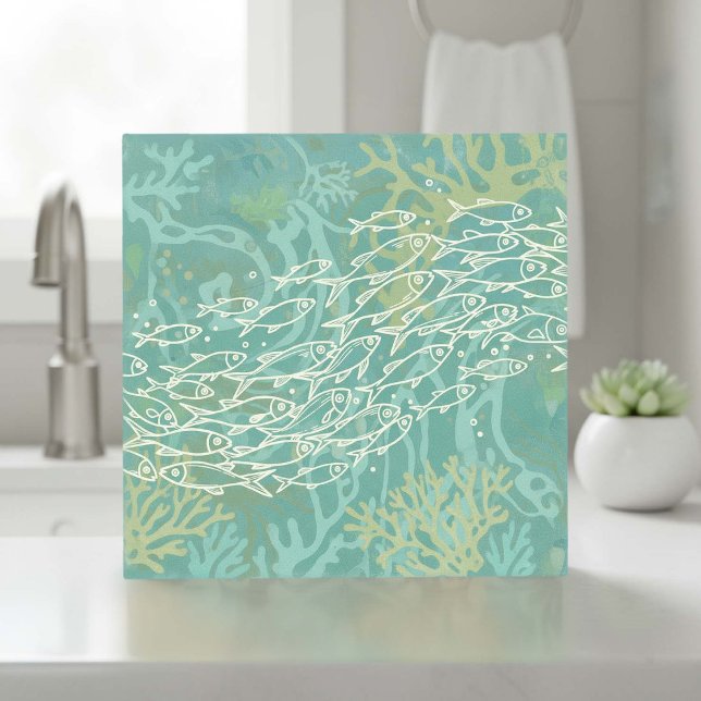 Azulejo Escuela de Peces en Coral Verde Teal ID1198 (Subido por el creador)