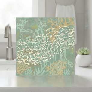 Azulejo Escuela de Peces en Verde Coral ID1198