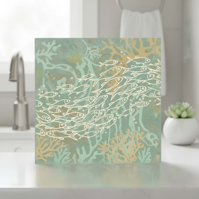Azulejo Escuela de Peces en Verde Coral ID1198 (Subido por el creador)