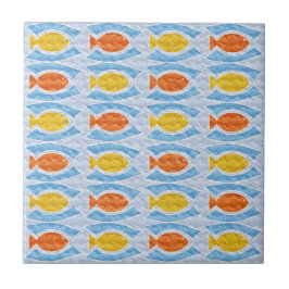 Azulejo Escuela de pescado Naranja amarillo azul