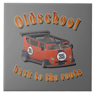 Azulejo Escuela secundaria nostálgica, Oldtimer van gris r
