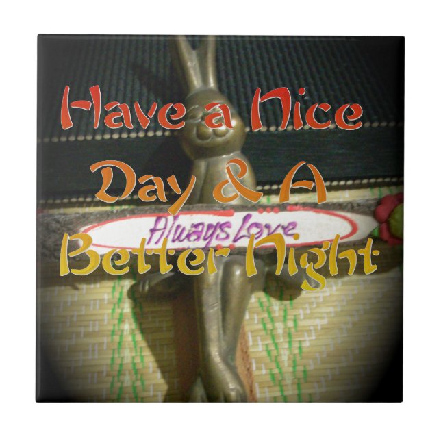 Azulejo Escultura de conejo de bronce con citas Inspirador (Frente)