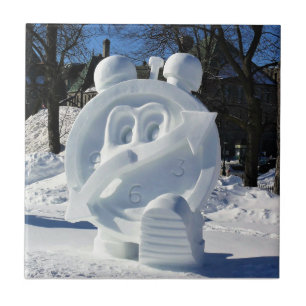 Azulejo Escultura de Nieve Reloj, Quebec, Canadá
