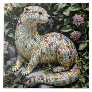 Azulejo Escultura de nutria juguetona de fantasía linda