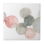 Azulejo Esferas doradas<br><div class="desc">Esferas doradas I de Grace Popp. Presenta círculos de color gris y rosa en diferentes lados.</div>