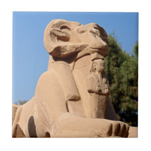 Azulejo Esfinge con cabeza rapada en el templo de Karnak -
