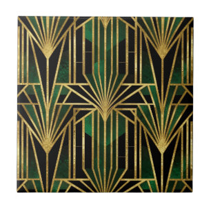 Azulejo Esmeralda Oro Art Déco Glamour