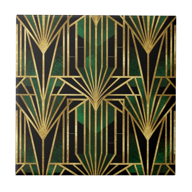 Azulejo Esmeralda Oro Art Déco Glamour (Frente)