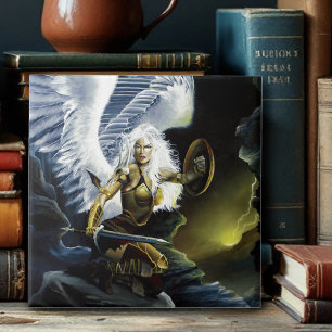 Azulejo Espada del Ángel Guerrero de Fantasía Feroz