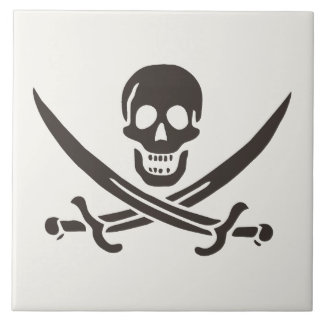 Azulejo Espadas de cráneo de obsidiana Bandera pirata de C