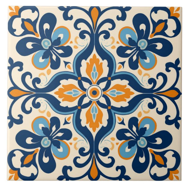 Azulejo Español Baldosa Cerámica Mediterránea (Frente)