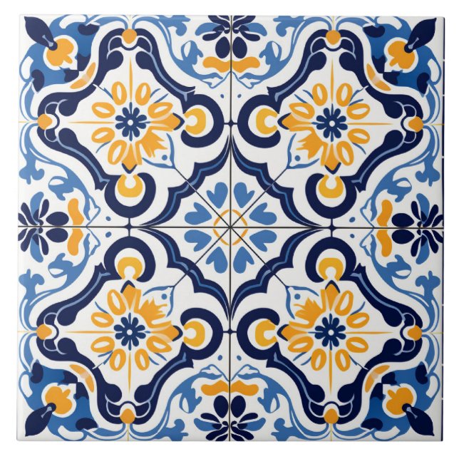 Azulejo Español Baldosa Cerámica Mediterránea (Frente)