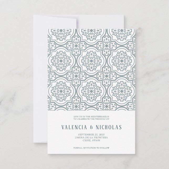 Azulejo Español Invitación de Boda para Guardar la (Anverso)