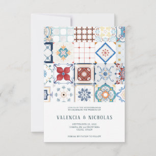 Azulejo Español Invitación de Boda para Guardar la