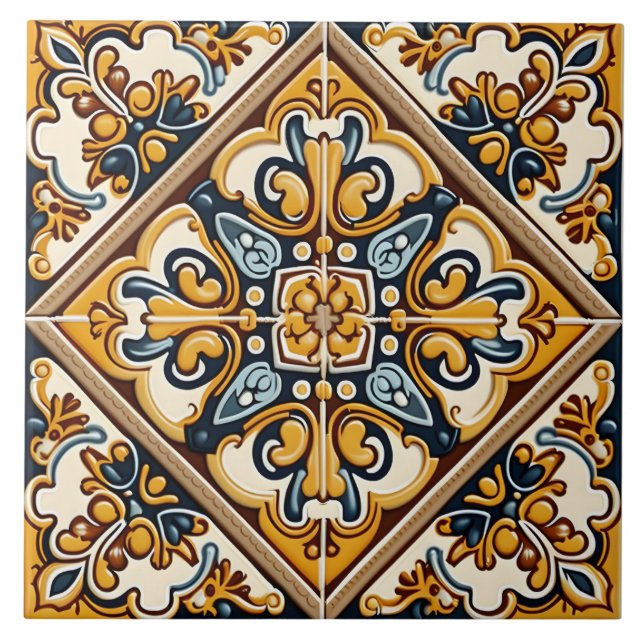 Azulejo Español Tradicional Ornamentado (Frente)